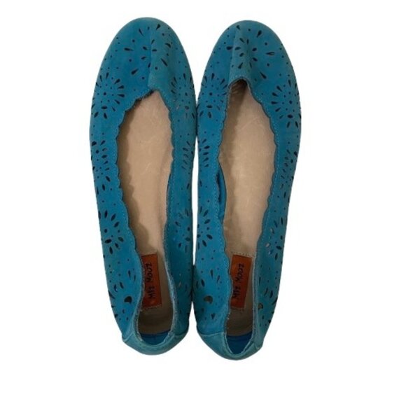 Miz Mooz Parvati Scalloped Laser Cut Ballet Flats Blue Size 10 - Picture 1 of 9